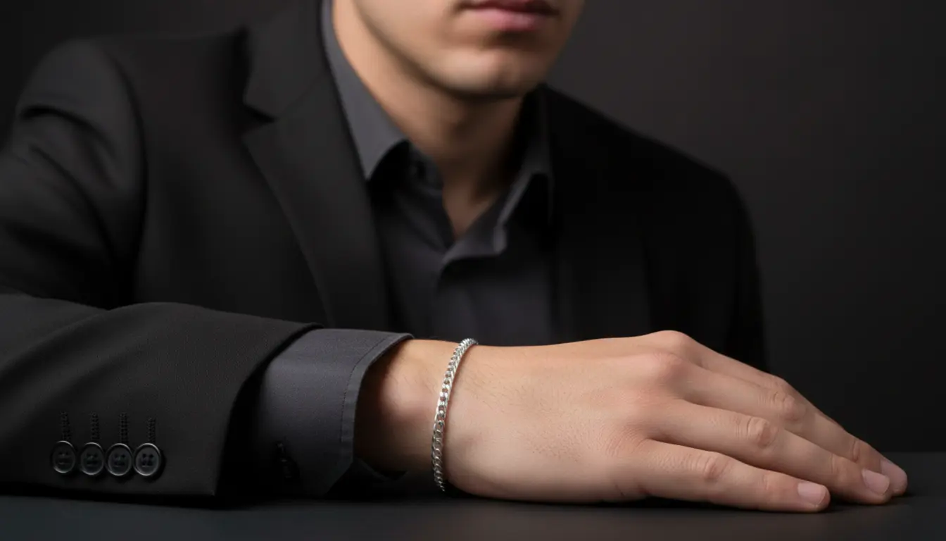 Vista de Pulsera eslabón tipo cubano para hombre